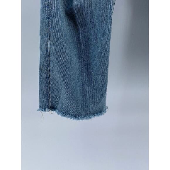 ZARA Women's Light Wash Blue Denim Straight-Leg Raw-Hem Five-Pocket Jeans SZ 4 - Picture 5 of 8